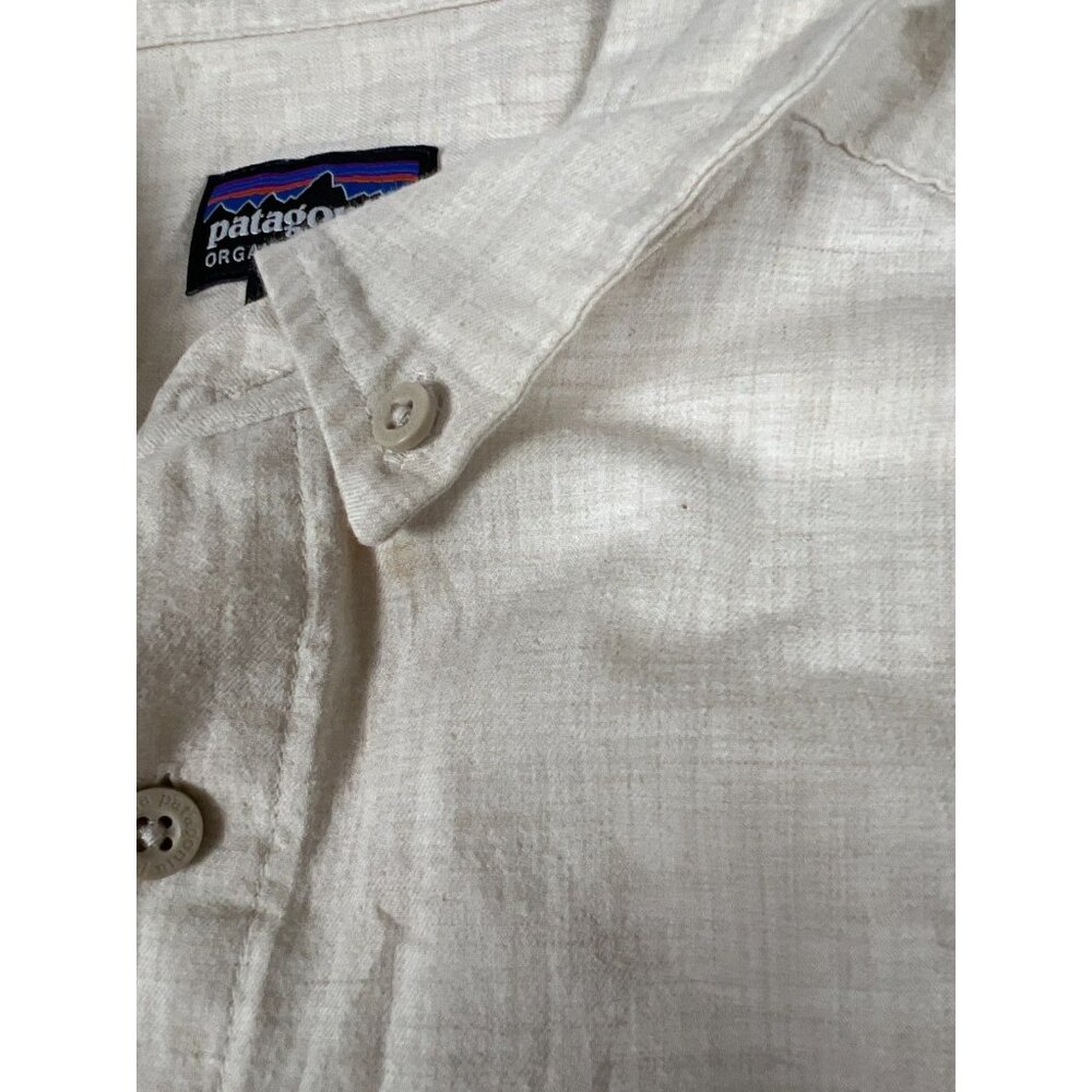 Patagonia Men's Large Linen Organic Cotton Long Sleeve Button Up Shirt Beige - Picture 6 of 12